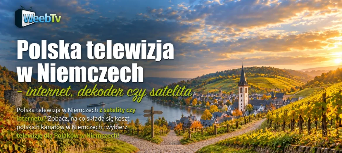 Niemieckie miasteczko nad rzeką o złotej godzinie i ścieżka rozwidlająca się na trzy drogi